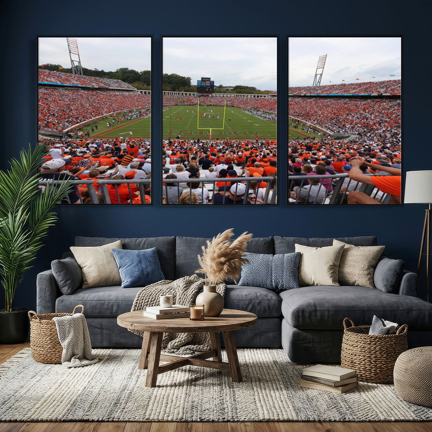 63606-MGV-CV-36X24 - Virginia Cavaliers Football Team Print - Charlottesville Scott Stadium Print Wall Art Canvas