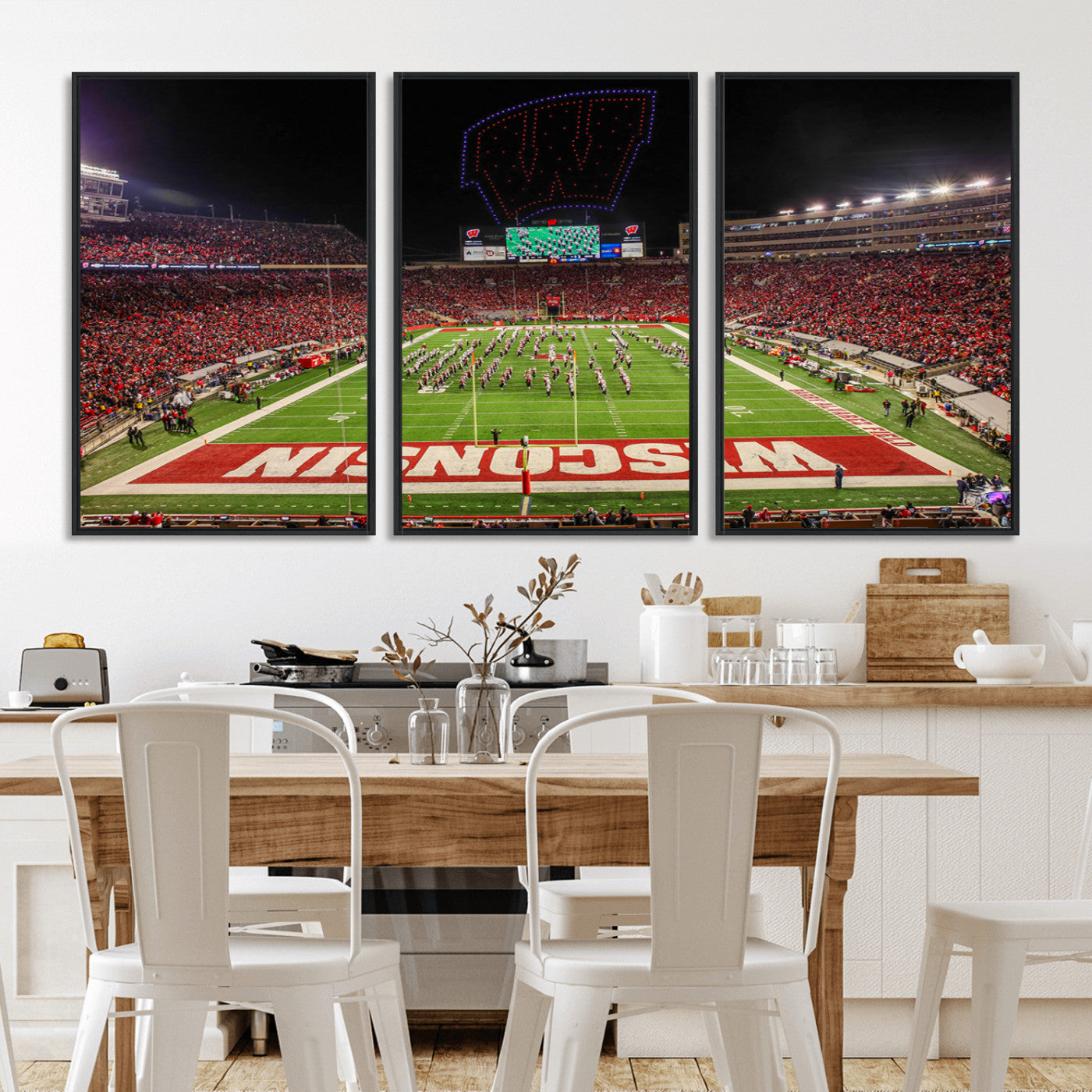 34125-MGV-CV-36X24-Wisconsin Badgers Football Team Print Canvas- Madison Camp Randall Stadium Wall Art Canvas Print