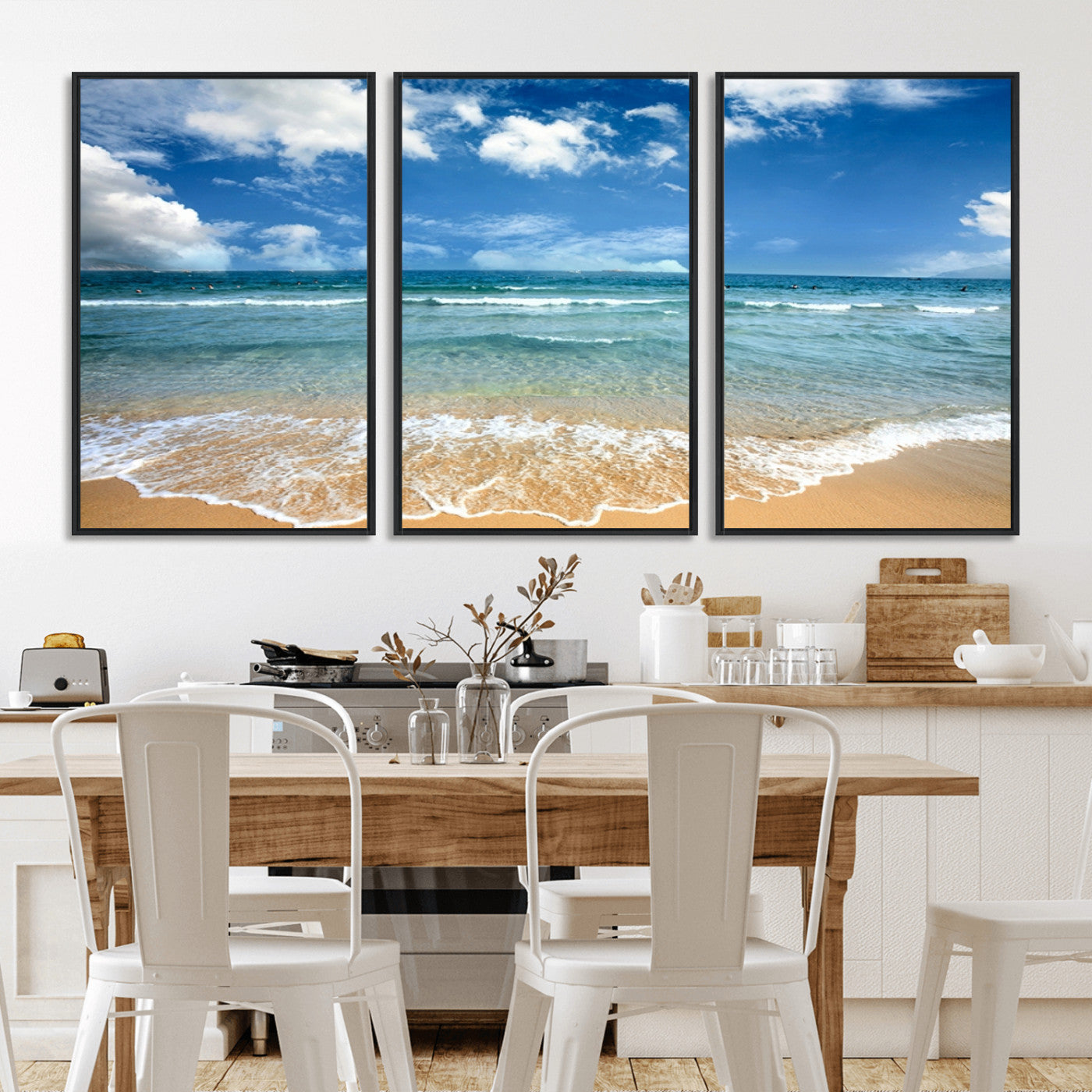 -Sea View From the Beach Canvas Print