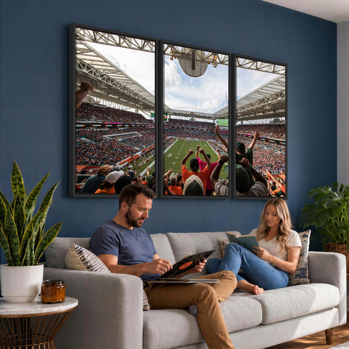 66239-PAN-FL-20X10 - Miami Hurricanes Football Team Wall Art Print - Miami Hard Rock Stadium Wall Art Canvas Print