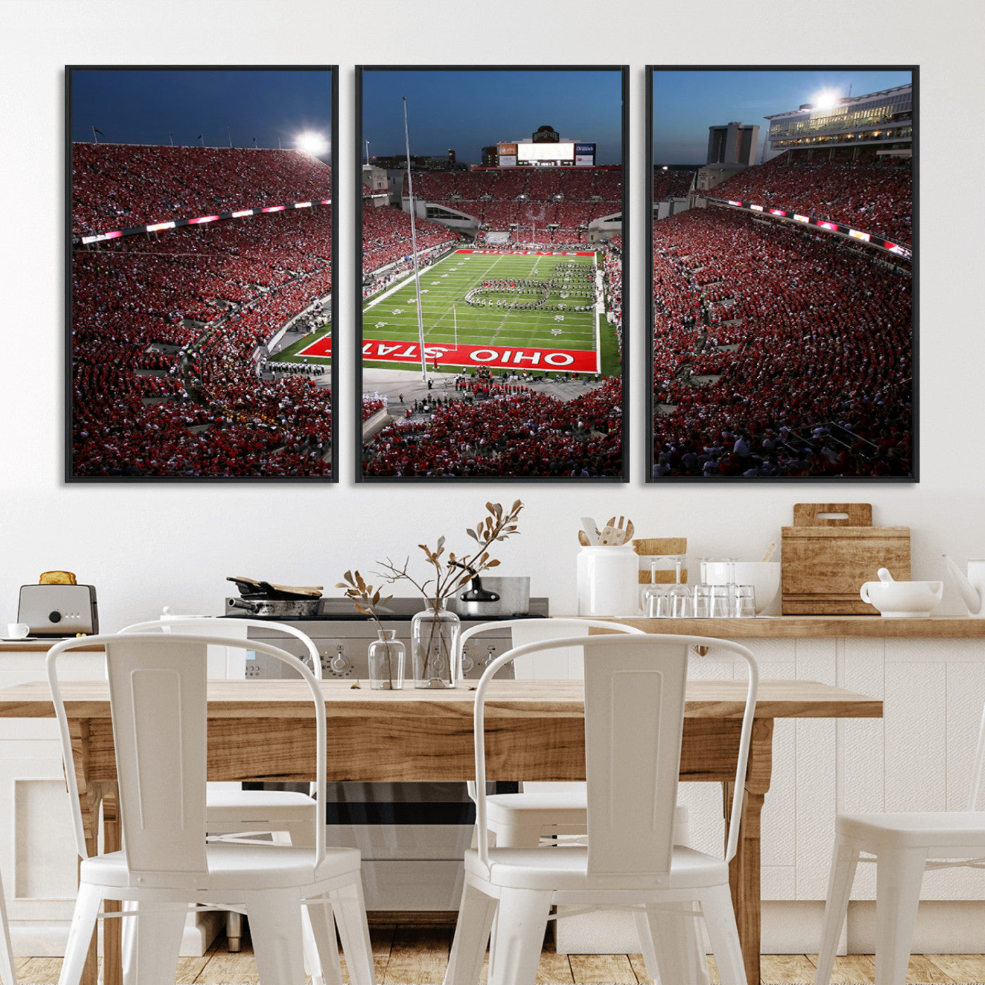 -Ohio State University Buckeyes Football Team Print - Columbus Ohio Stadium Wall Art Canvas Print
