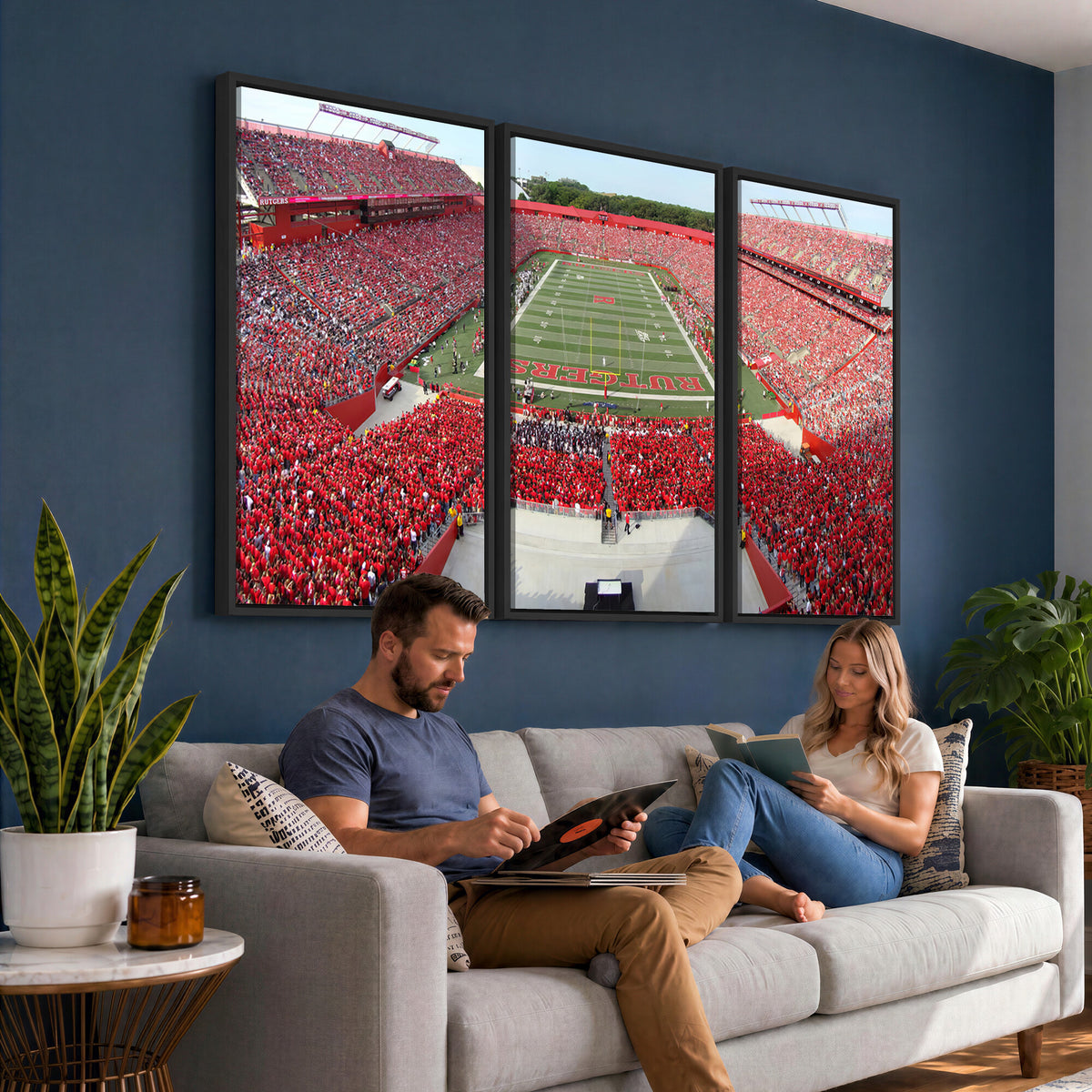 90818-PAN-FL-20X10 - Rutgers Scarlet Knights Football Team Print - Piscataway SHI Stadium Wall Art Canvas Print