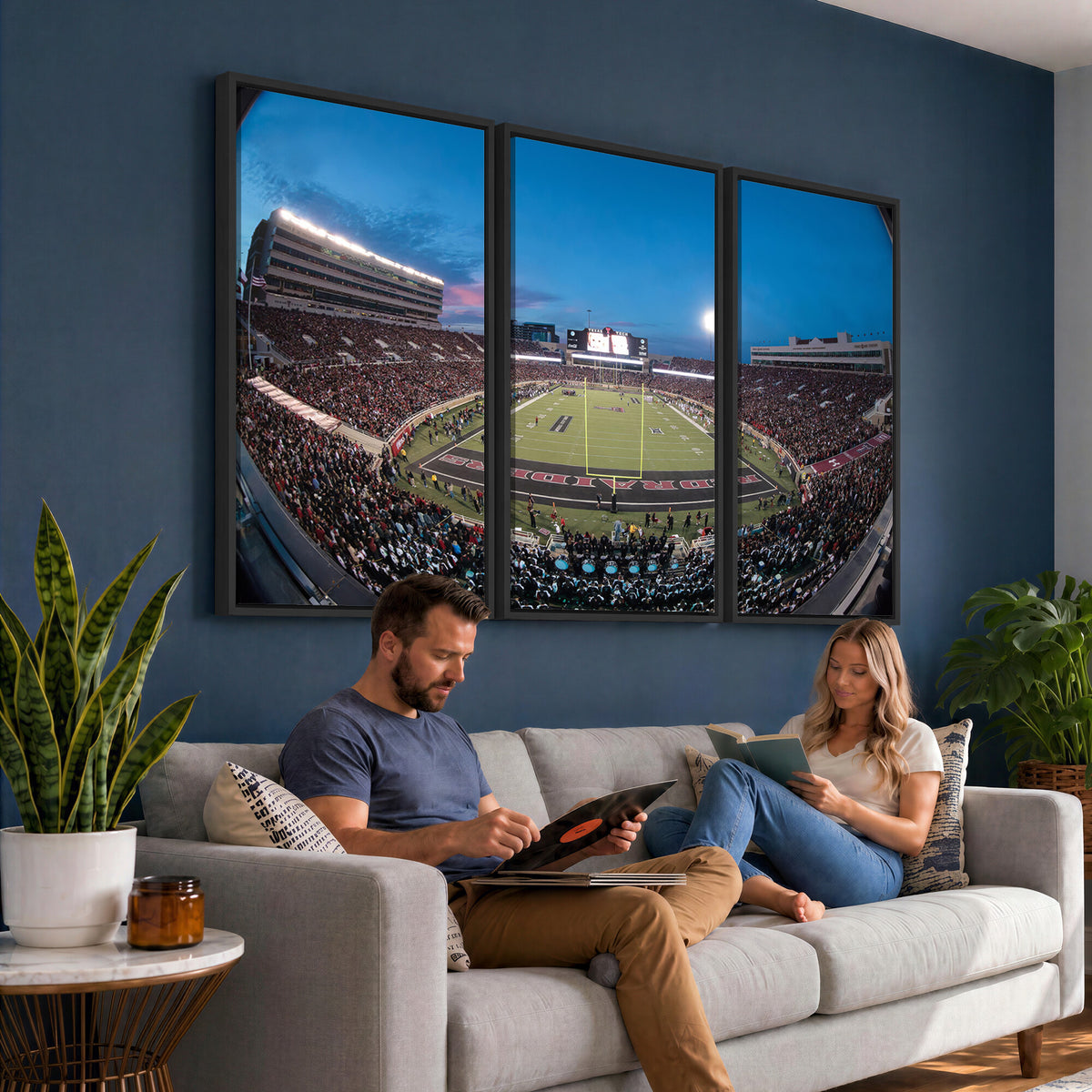 60763-PAN-FL-20X10 - Texas Tech Red Raiders Canvas, Framed Football Team Print - Lubbock Jones AT&T Stadium Wall Art