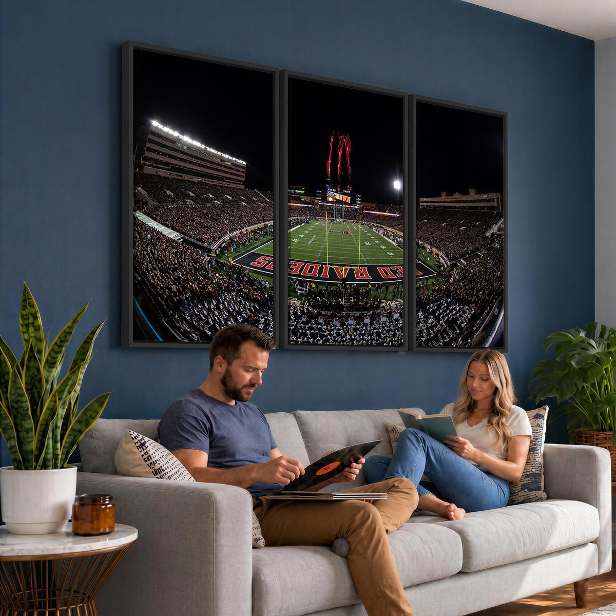 83122-PAN-FL-20X10 - Framed Texas Tech Red Raiders Stadium Canvas, Texas Tech Red Raiders Football Team Print - Lubbock