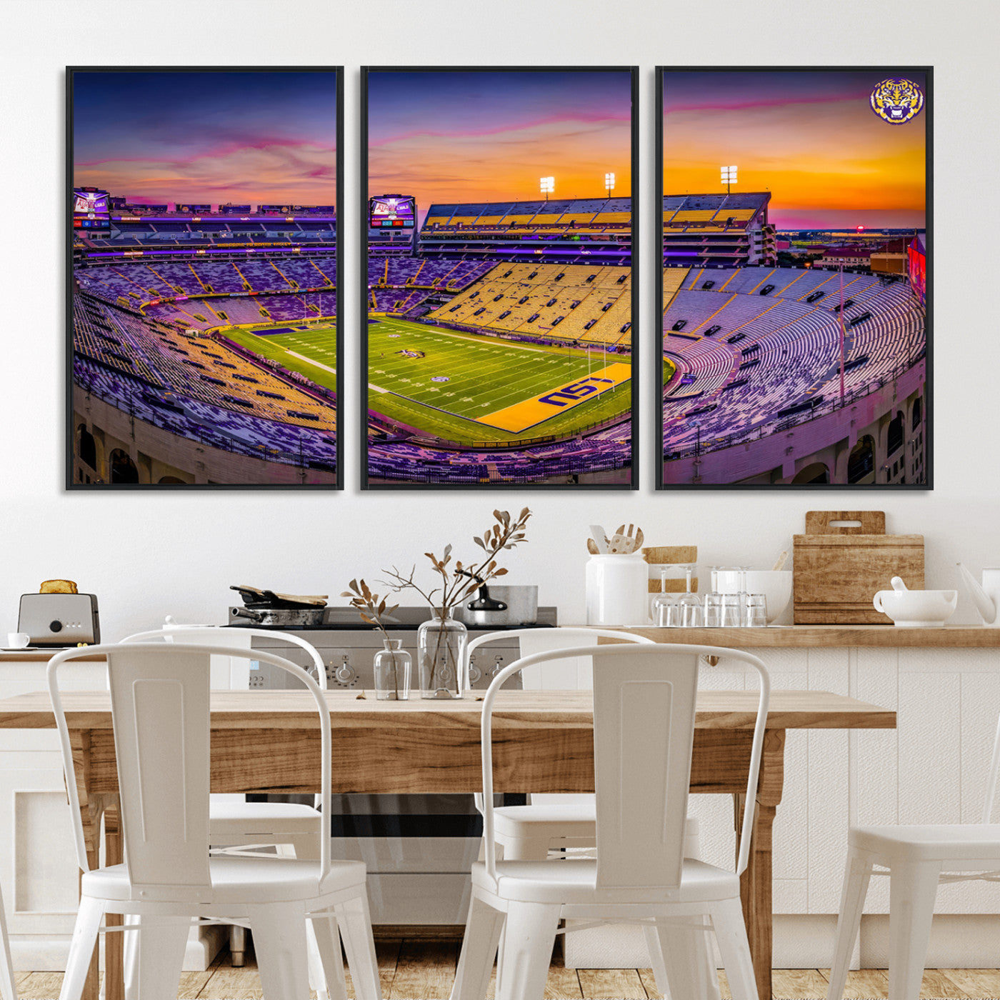 93538-MGV-CV-36X24-The Louisiana State University Tigers Football Team Print - Baton Rouge Tiger Stadium Wall Art