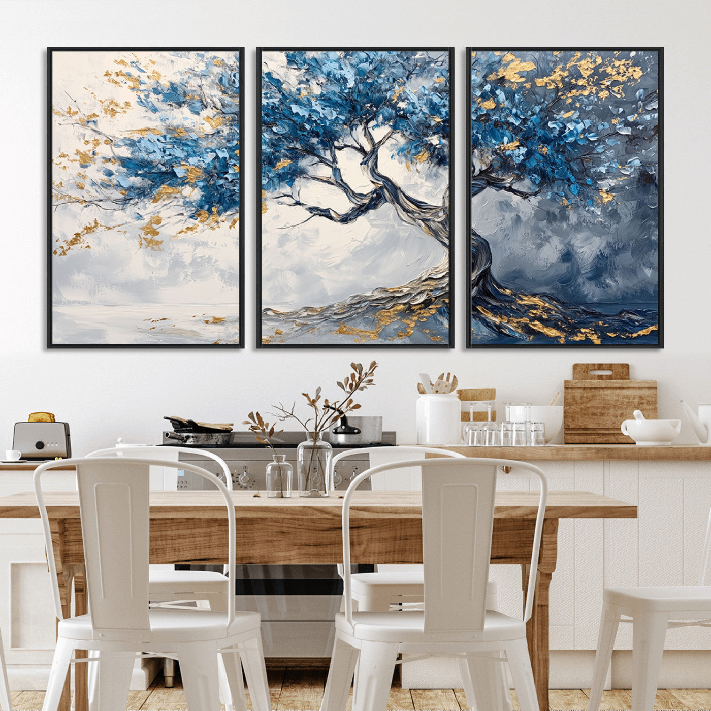 10259-MGV-FC-60X30-3P_Black-Abstract Tree Painting Canvas Wall Art | Tree of Life Painting Wall Art Canvas Print