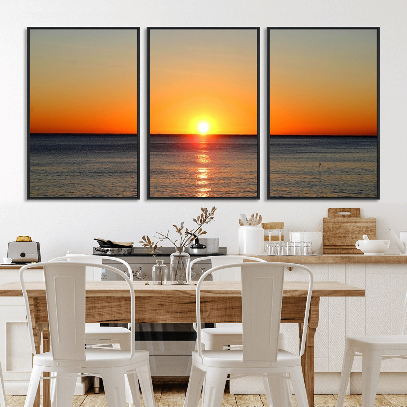 54676-MGV-CV-36X24-Golden Horizon Sunset Over Ocean Wall Art Canvas Print – Tropical Beach Canvas Wall Art – Giclee