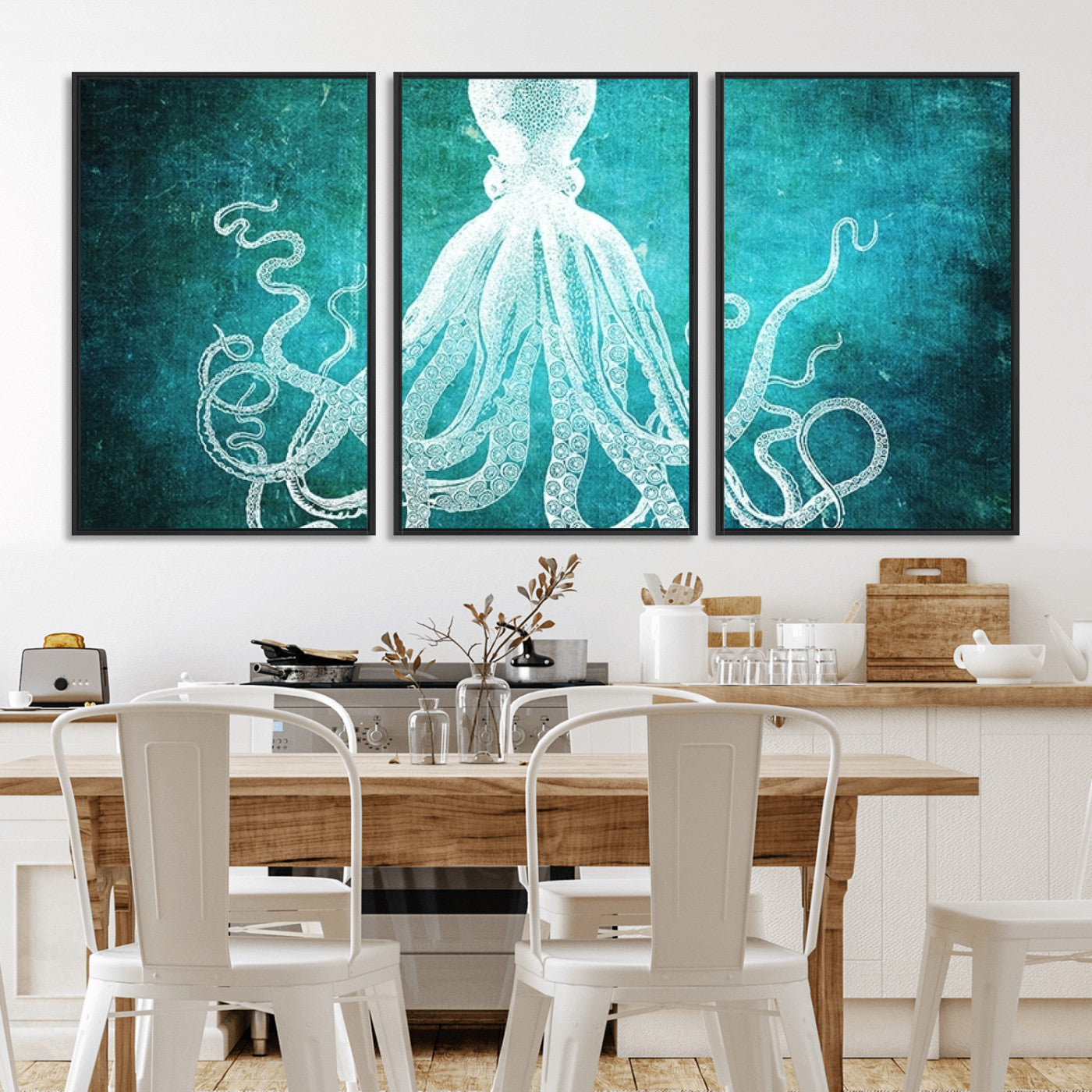 20773-MGV-CV-36X24-Green Octopus Abstract Wall Art Canvas Print