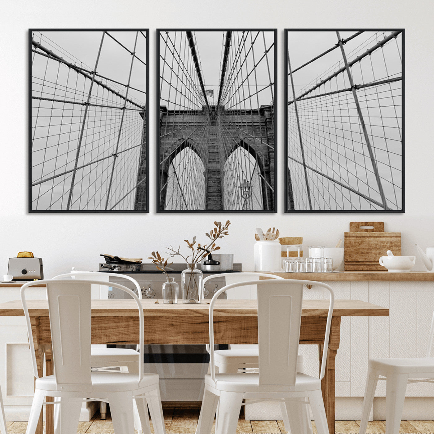 31341-MGV-FC-60X30-3P_Black-Large Brooklyn Bridge Wall Art Canvas Print