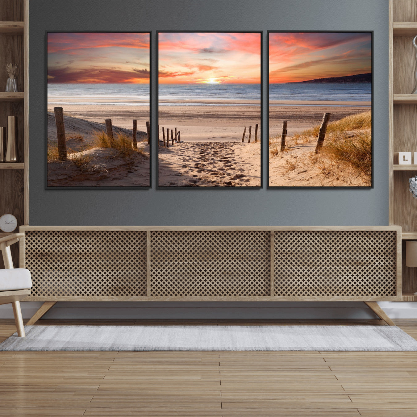 78111-MGV-FC-60X30-3P_Black-Sunset on the Sea Wall Art Canvas Print