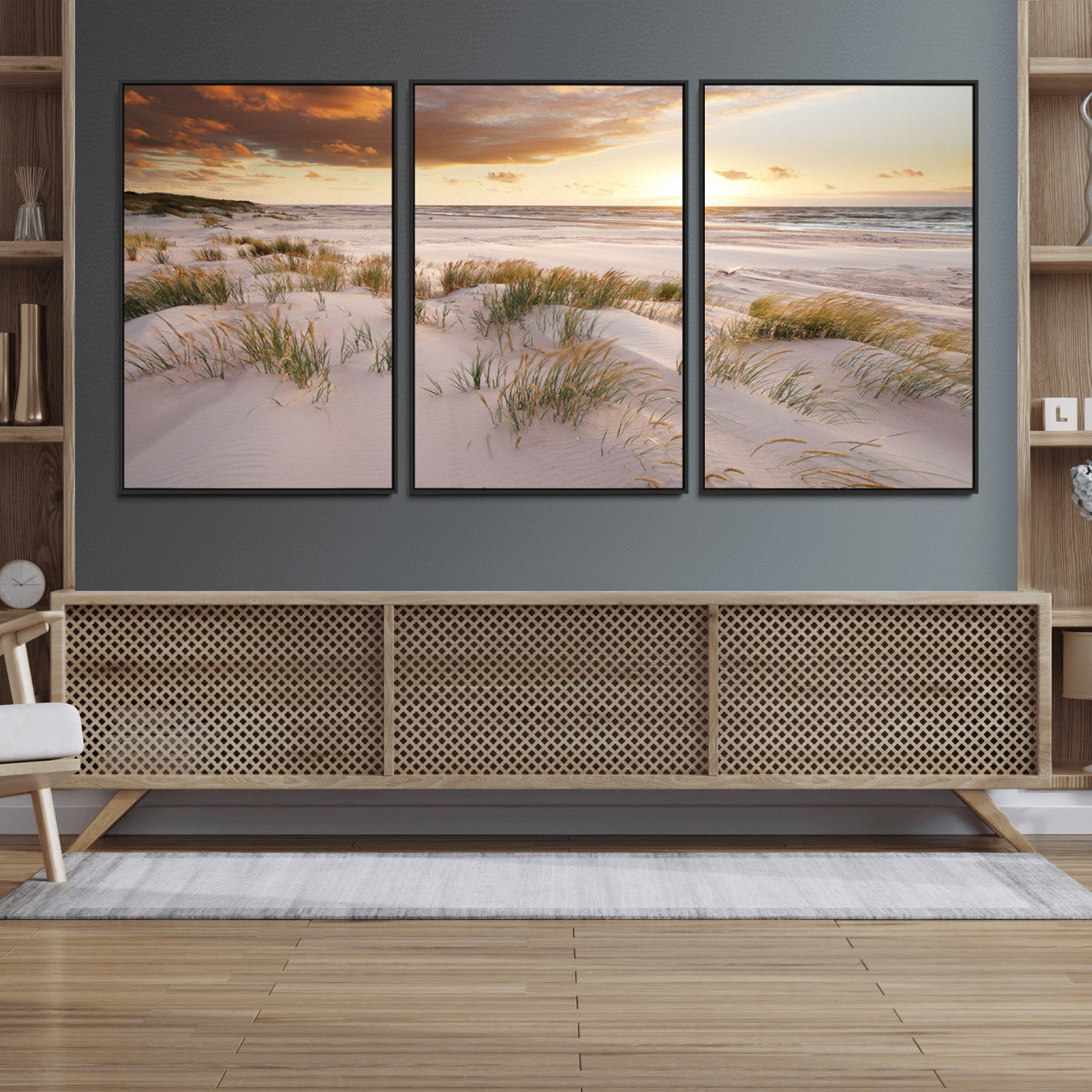 61246-MGV-FC-60X30-3P_Black-Flight Over Coastal Beach Landscape, Flight Over Coastal Beach Print Canvas Wall Art
