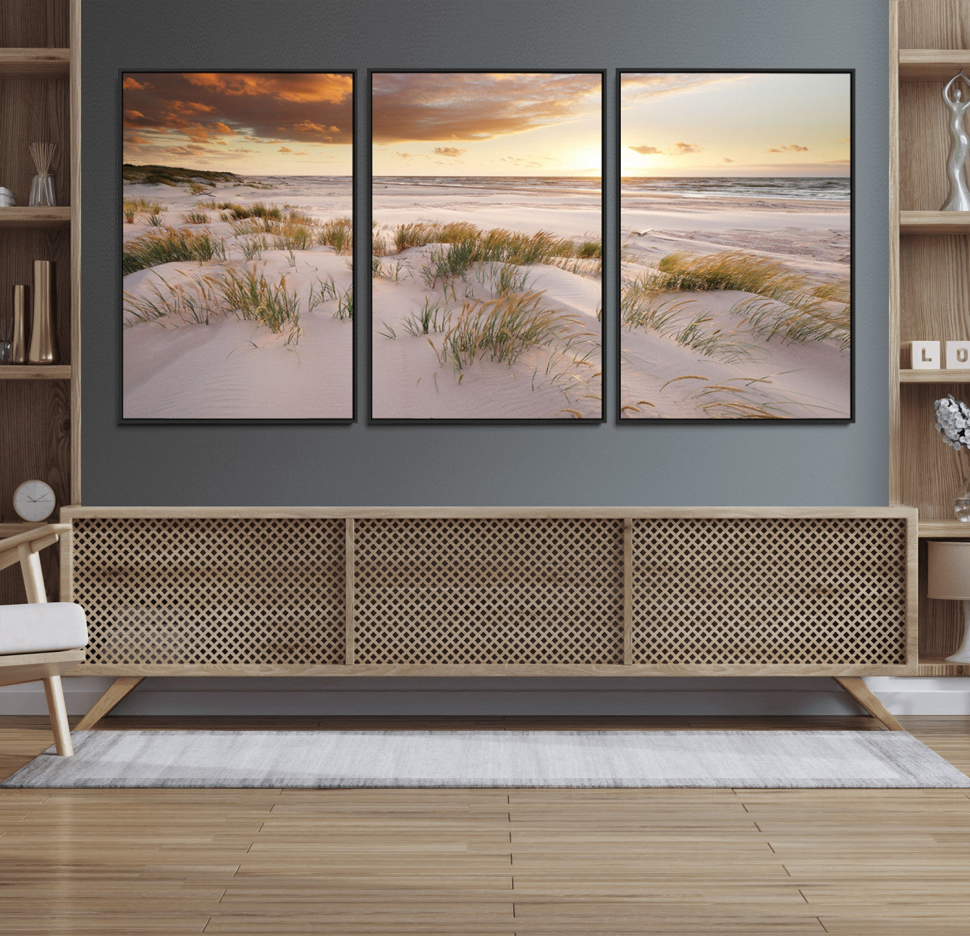 61246-MGV-FC-60X30-3P_Black-Flight Over Coastal Beach Landscape, Flight Over Coastal Beach Print Canvas Wall Art