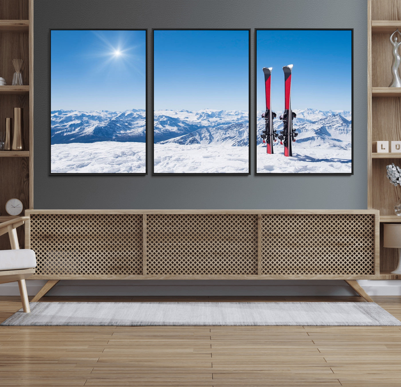 47452-MGV-FC-60X30-3P_Black-Ski Season Snow Wall Art Canvas Print