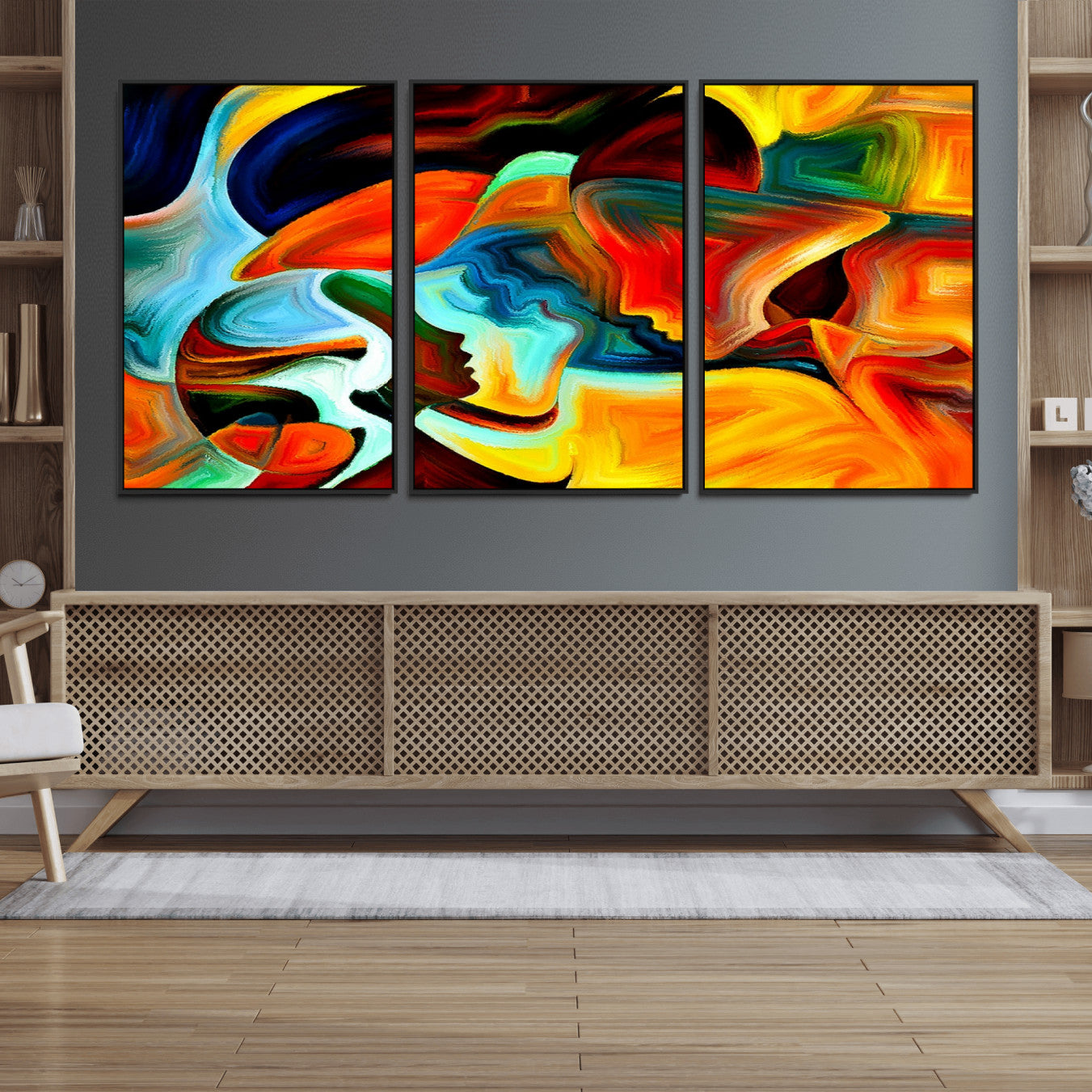 70242-MGV-FC-60X30-3P_Black-Human Love Figures Abstract Wall Art Canvas Print