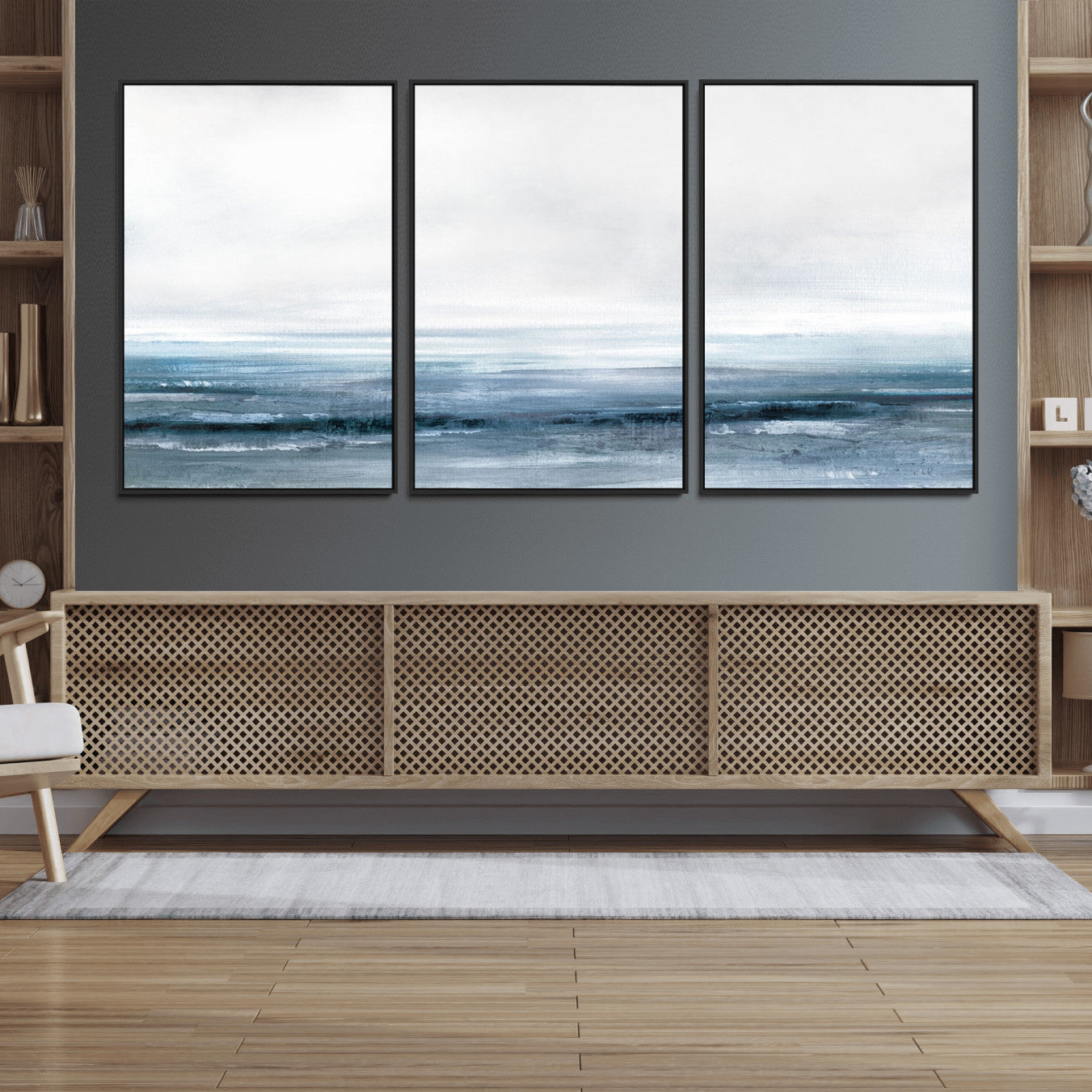 65702-MGV-FC-60X30-3P_Black-Blue Ocean Abstract Artwork Wall Art Canvas Print