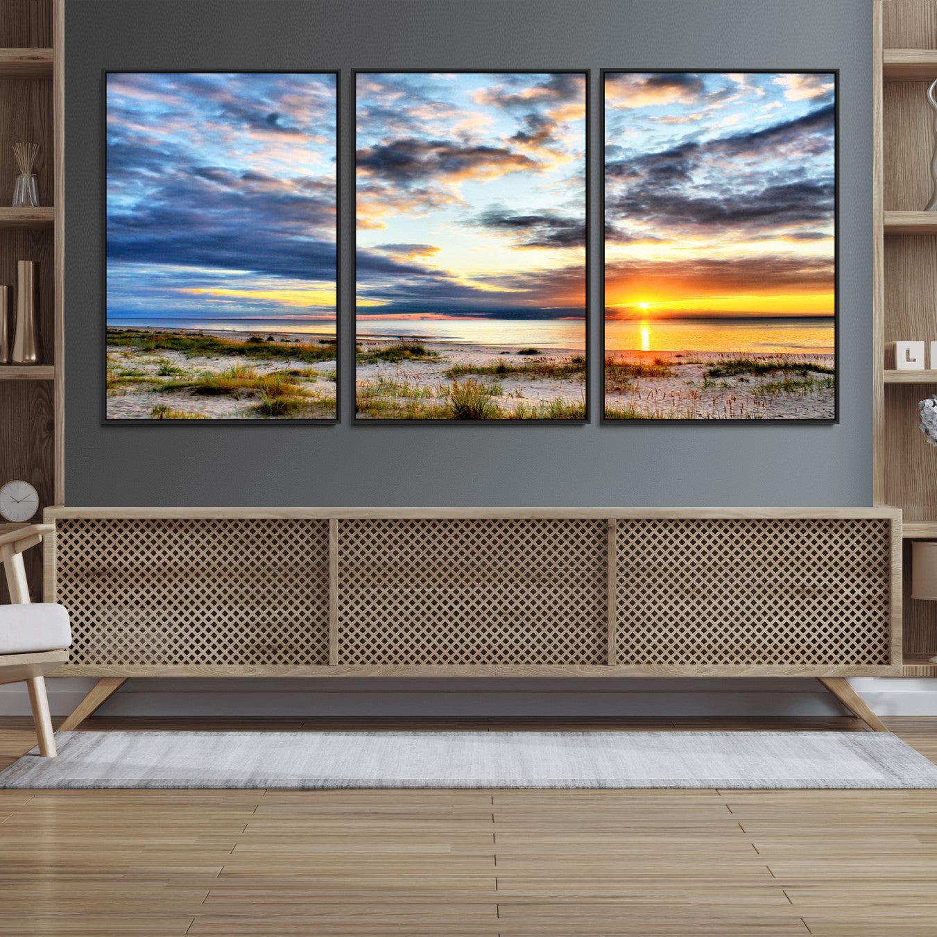 39645-MGV-FC-60X30-3P_Black-Sunset On The Ocean Wall Art Canvas Print
