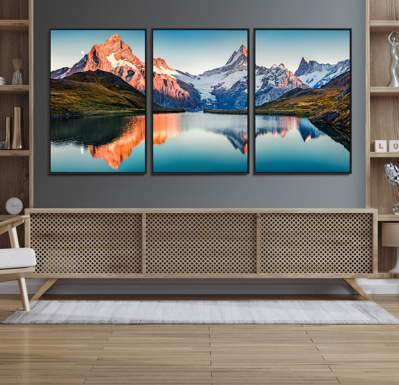 88453-MGV-FC-60X30-3P_Black-Landscape Mountain and Lake View Wall Art Canvas Print