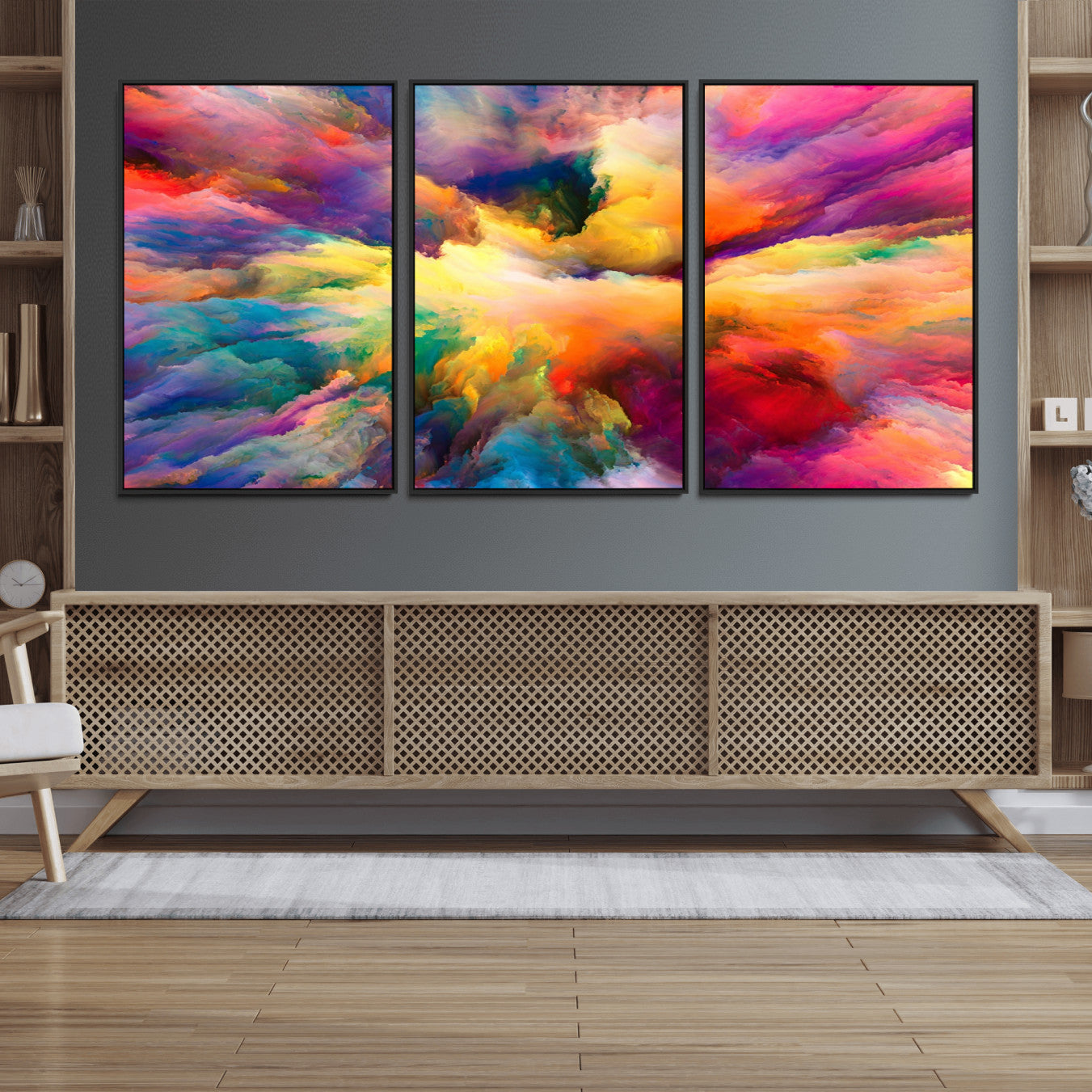 61038-MGV-FC-60X30-3P_Black-Blazing Vibrant Colors Cloud Wall Art Canvas Print