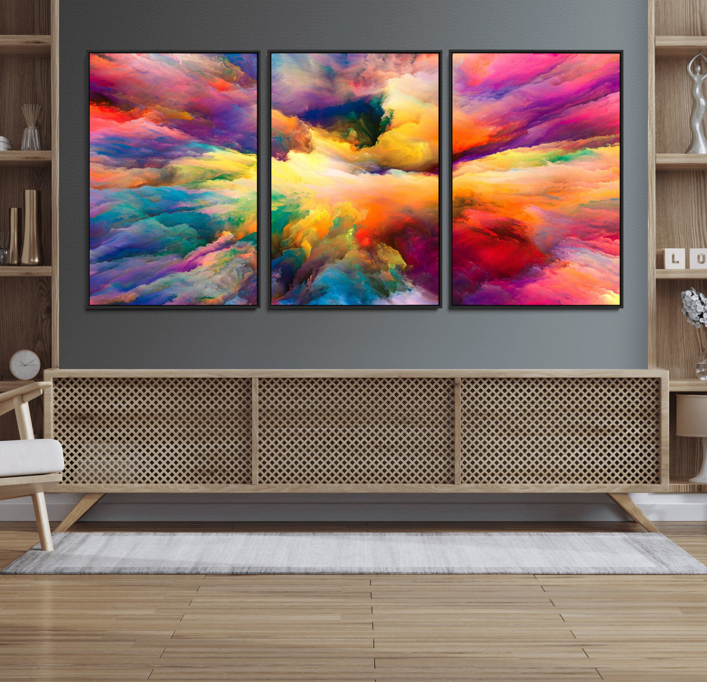 61038-MGV-FC-60X30-3P_Black-Blazing Vibrant Colors Cloud Wall Art Canvas Print