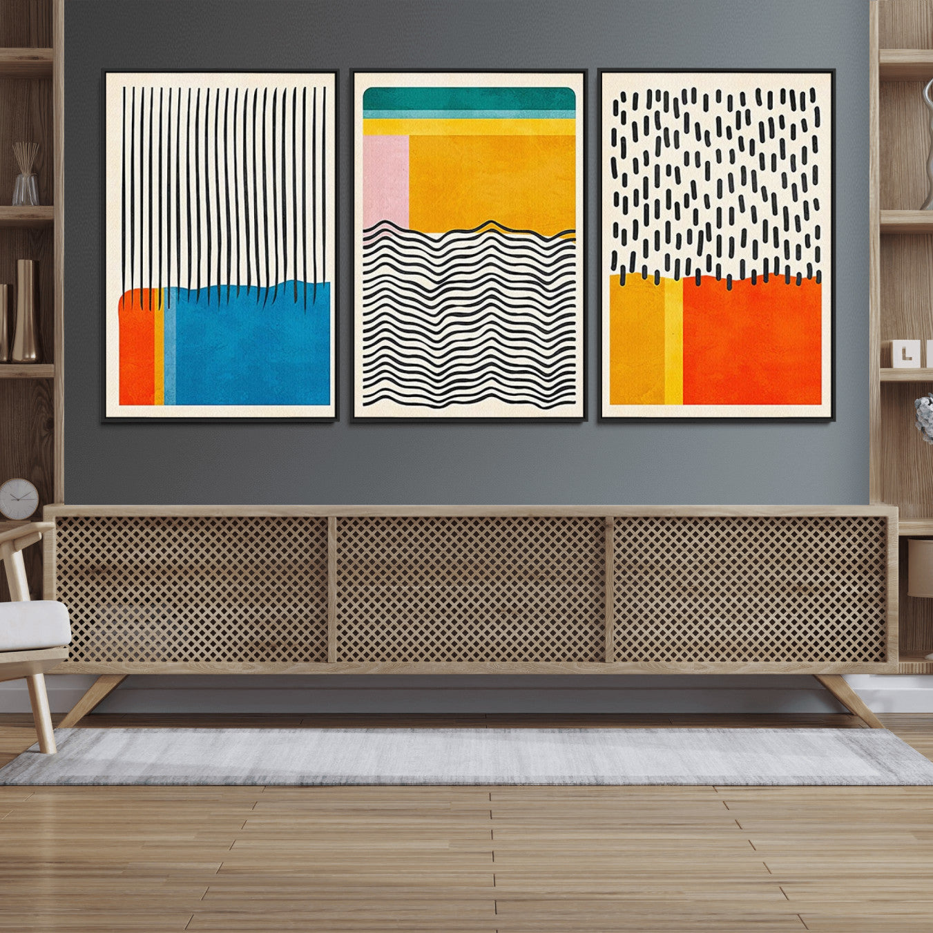 85253-MGV-FC-60X30-3P_Black-Canvas Print Wall Art Abstract Illustrs Art Boho, Framed Abstract Boho Art