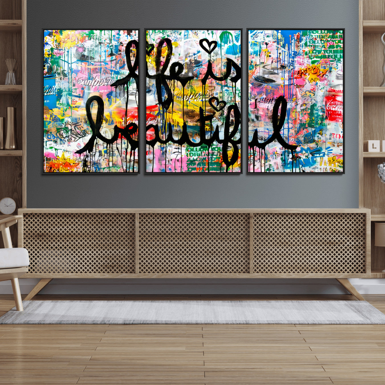 -Life Beautiful Art Print - Banksy Graffiti Wall Art Canvas Print | Graffiti Wall Art Canvas Print