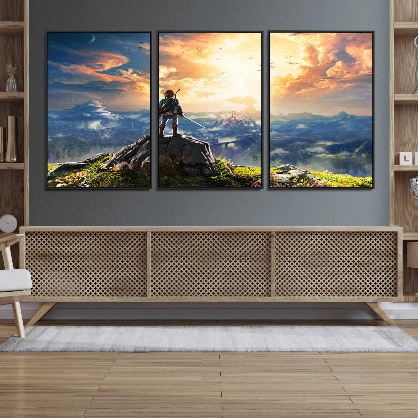 18096-MGV-FC-60X30-3P_Black-Legend of Zelda Breath of the Wild Game Wall Art Canvas, Legend of Zelda Canvas Print