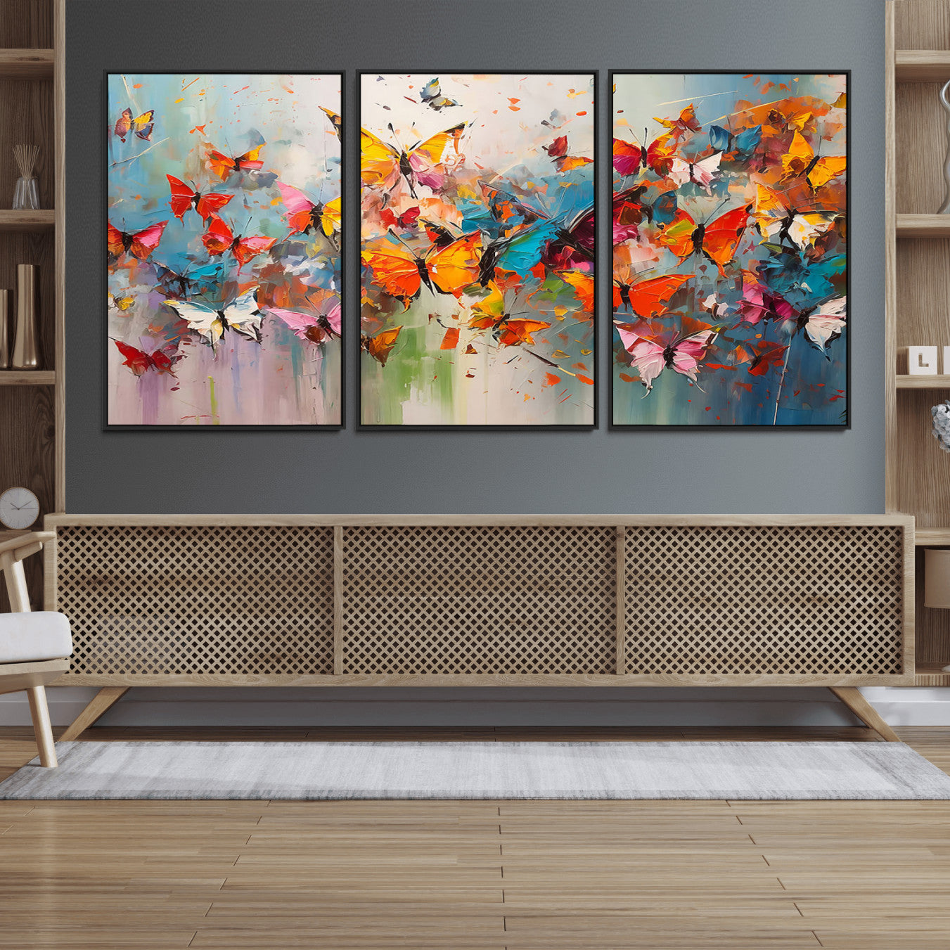 11835-MGV-FC-60X30-3P_Black-Abstract Butterfly Wall Art Canvas Print
