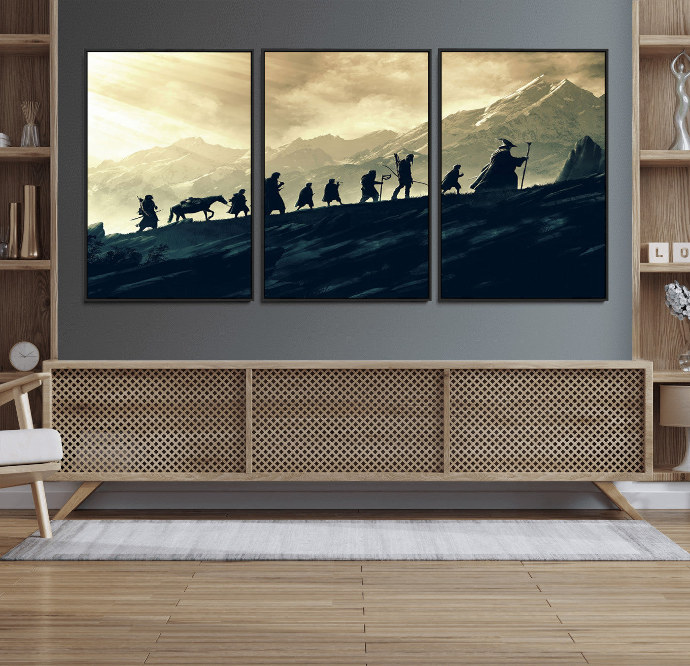 41574-MGV-FC-60X30-3P_Black-Lord of the Rings Silhouette Wall Art Capturing the Epic Quest Through Middle-Earth - The