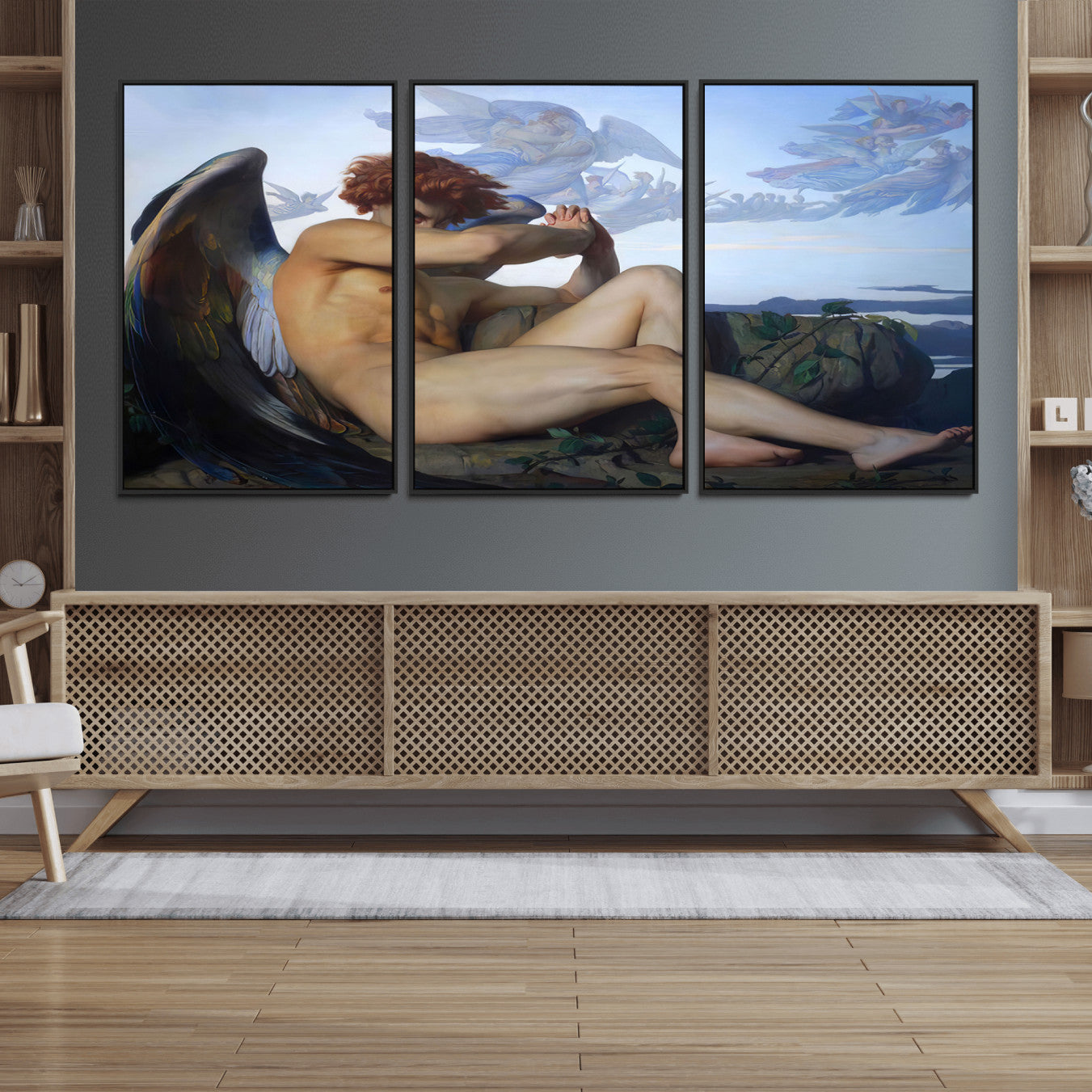 94220-MGV-FC-60X30-3P_Black-Fallen Angel Wall Art Canvas Print – Classic Art, Framed, Ready to Hang - Alexandre Cabanel