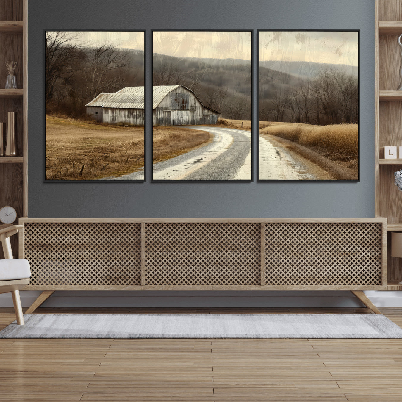 10376-MGV-FC-60X30-3P_Black-Vintage Barn for Farmhouse Wall Decor Canvas Print
