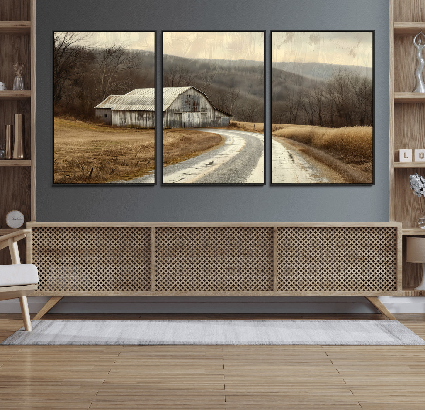 10376-MGV-FC-60X30-3P_Black-Vintage Barn for Farmhouse Wall Decor Canvas Print
