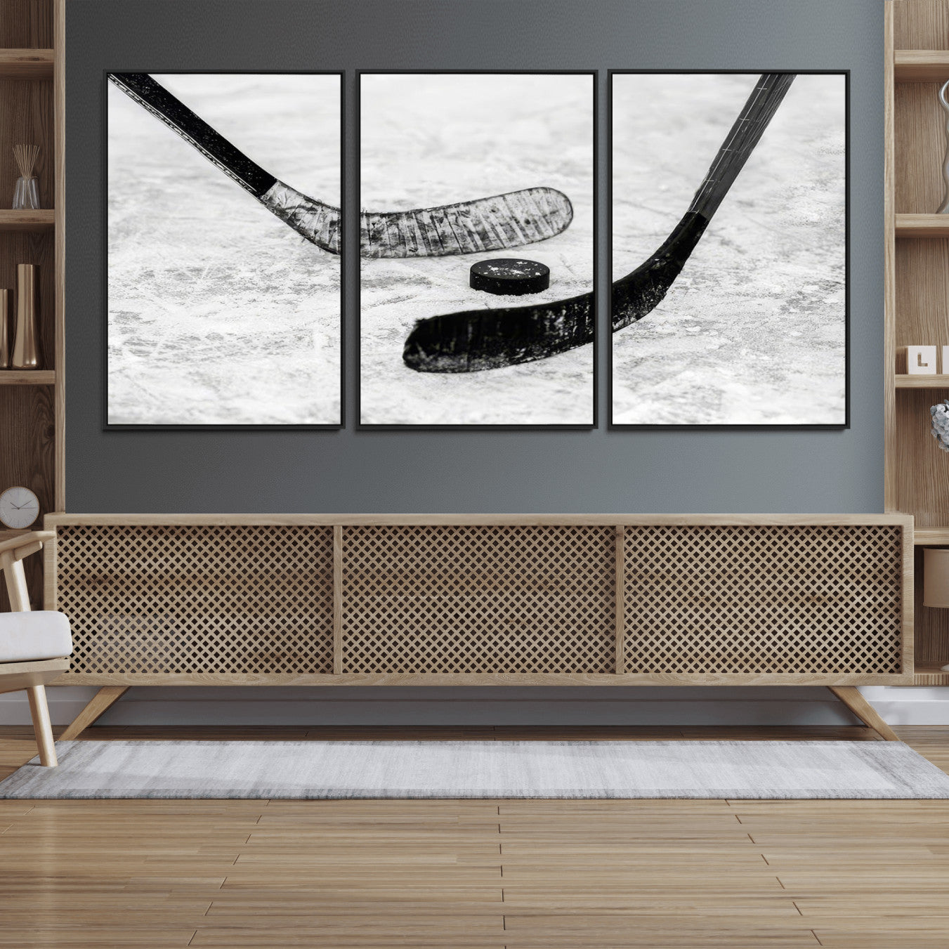 -Winter Ice Hockey Sport Canvas Wall Art Print - Hockey Wall Art Print