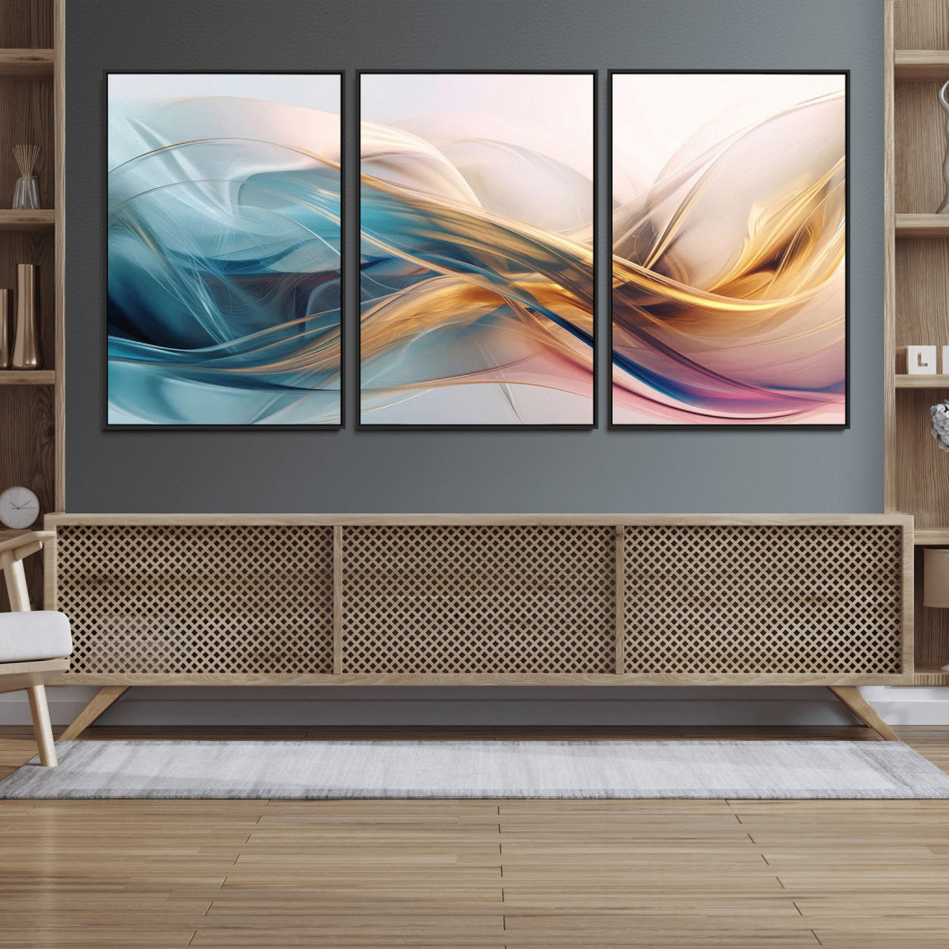 17461-MGV-FC-60X30-3P_Black-Abstract Flowing Colors Wall Art Canvas Print