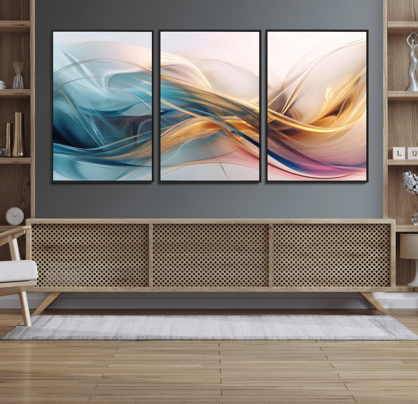 17461-MGV-FC-60X30-3P_Black-Abstract Flowing Colors Wall Art Canvas Print
