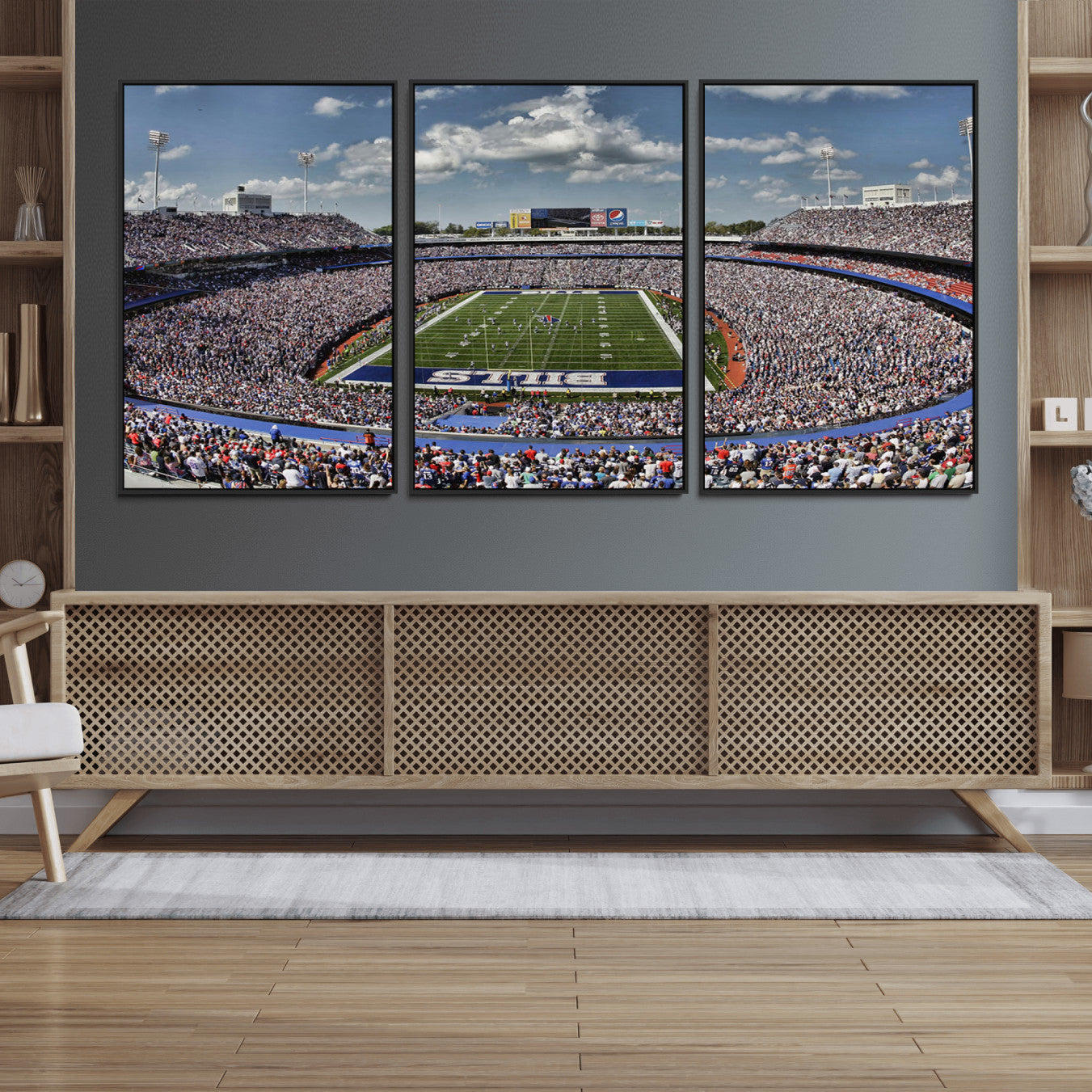 76491-MGV-FC-60X30-3P_Black-Buffalo Bills Highmark Stadium Wall Art Canvas Print - Bills Stadium Game Day Triple Canvas Wall Art