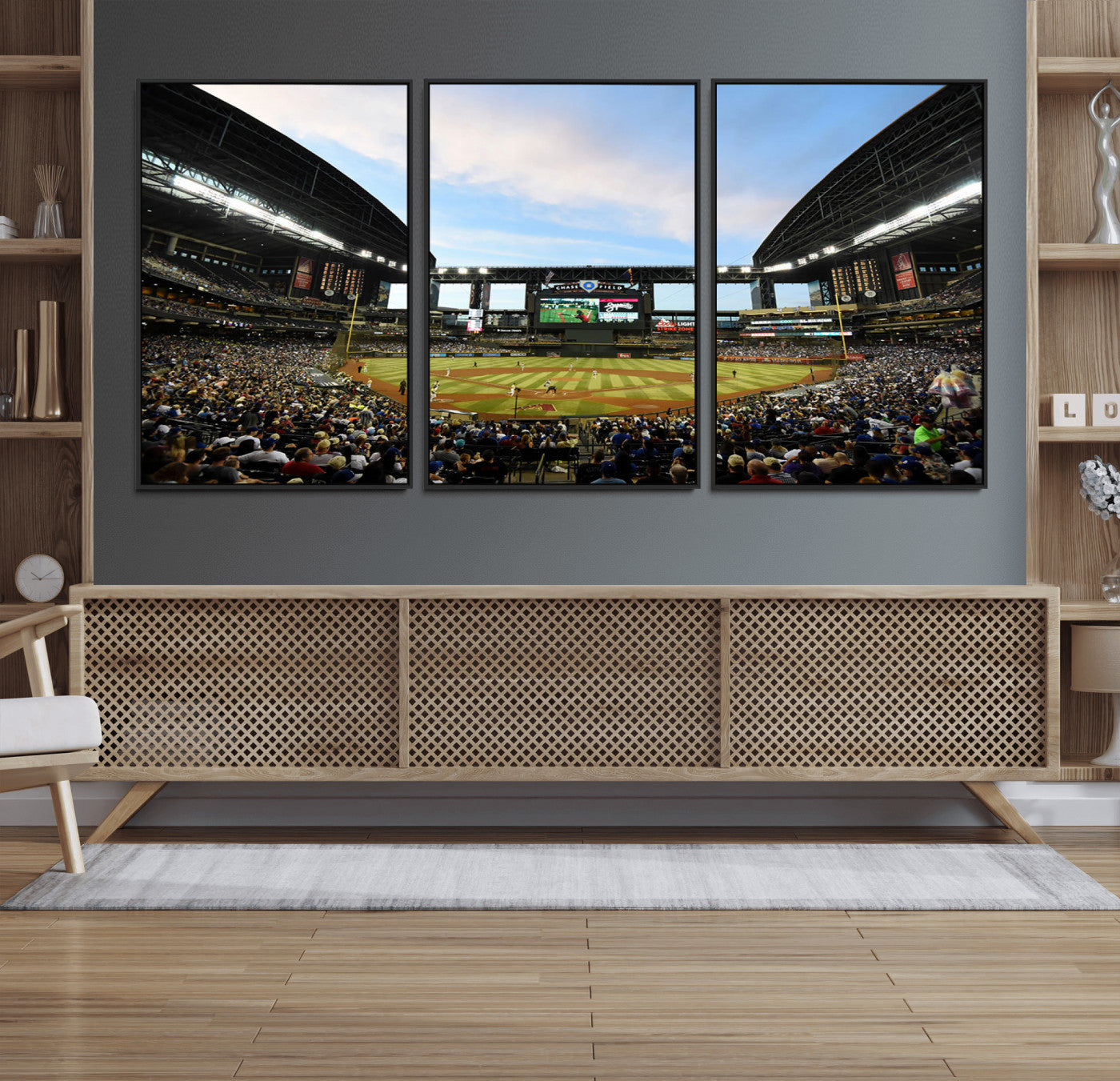 92672-MGV-FC-60X30-3P_Black-Arizona Diamondbacks Team Print - Phoenix Chase Field Stadium Wall Art Canvas Print
