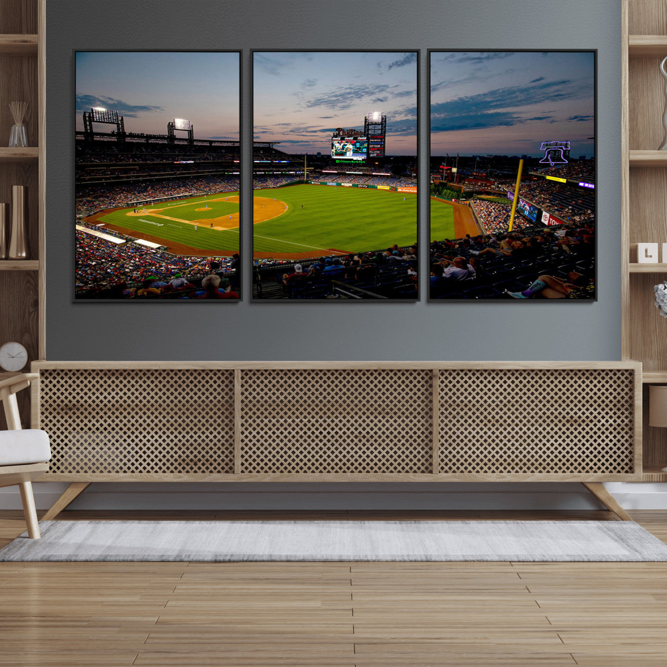 17415-MGV-FC-60X30-3P_Black-Philadelphia Phillies Baseball Team Print - Citizens Bank Park Stadium Wall Art Canvas Print