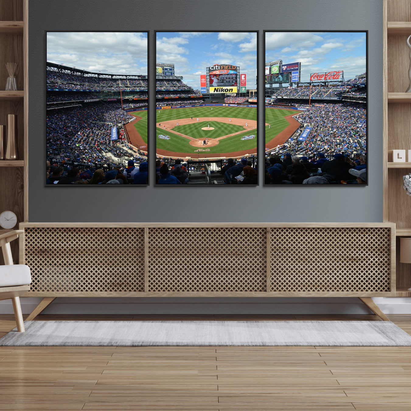22910-MGV-FC-60X30-3P_Black-New York Mets Baseball Team Print - Citi Field Stadium Wall Art Canvas Print