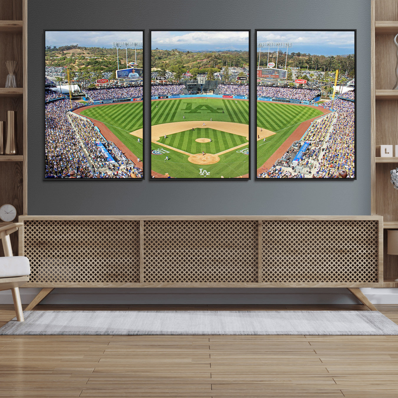 34760-MGV-CV-36X24-Citi Field Wall Art Print | 3-Panel New York Mets Baseball Stadium Canvas Print | Framed Sports