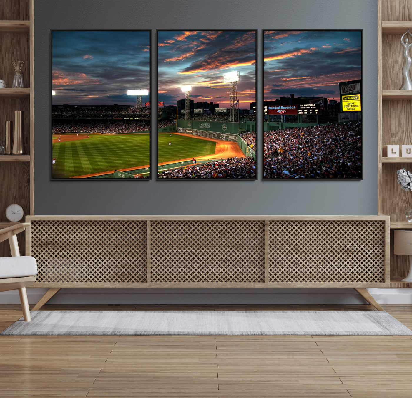 66781-MGV-CV-36X24-Fenway Park Wall Art Canvas Print | Large Baseball Stadium Canvas Print for Boston Red Sox Fans |