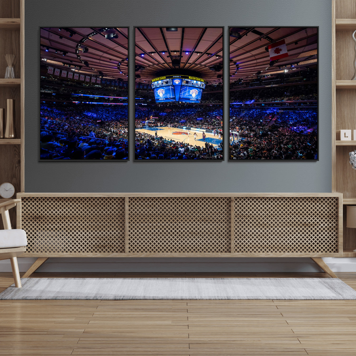 20491-MGV-FC-60X30-3P_Black-Madison Square Garden Basketball Print Canvas- Madison Square Garden Basketball Game Triple Canvas