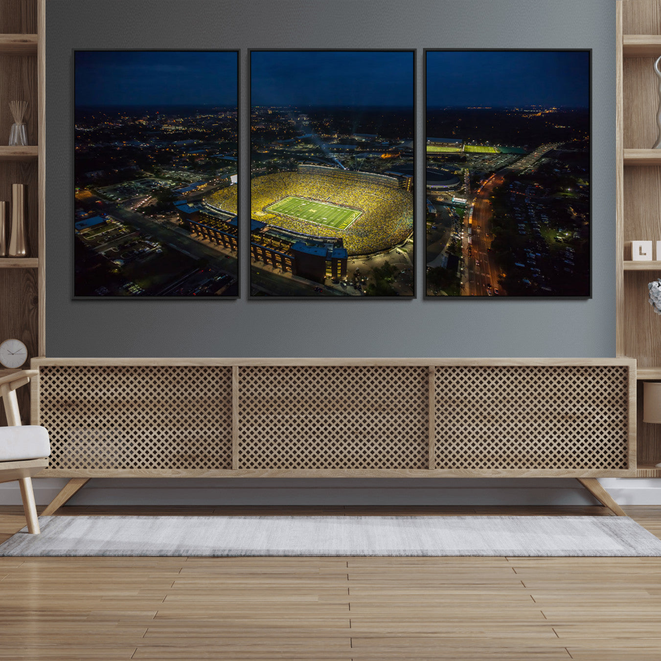 52519-MGV-FC-60X30-3P_Black-Michigan Wolverines Football Team Print - Michigan Stadium Wall Art Canvas Print