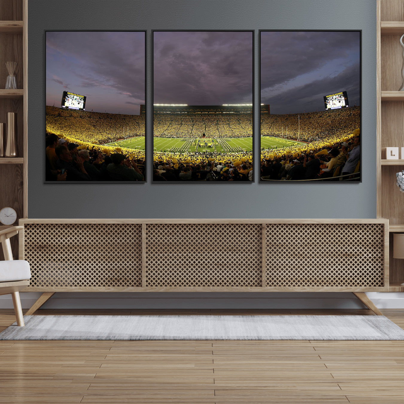 72404-MGV-FC-60X30-3P_Black-Michigan Wolverines Print - Michigan Stadium Wall Art Canvas Print