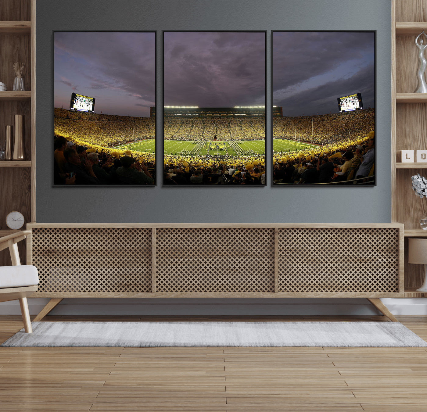 72404-MGV-FC-60X30-3P_Black-Michigan Wolverines Print - Michigan Stadium Wall Art Canvas Print