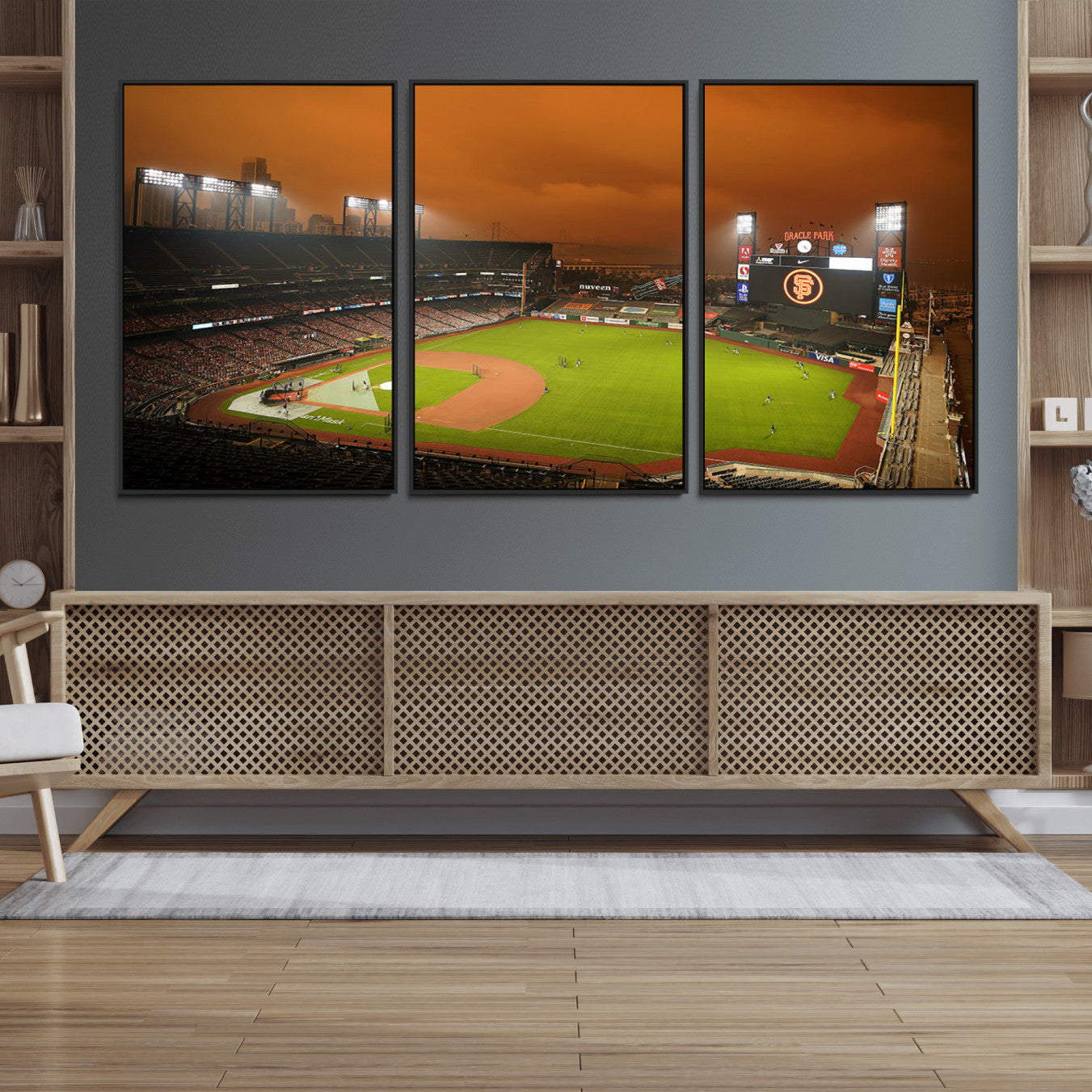 31315-MGV-FC-60X30-3P_Black-San Francisco Giants Baseball Team Print - Oracle Park Stadium Wall Art Canvas Print