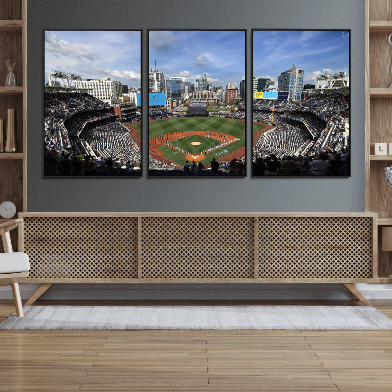 87122-MGV-FC-60X30-3P_Black-San Diego Padres Baseball Team Print - Petco Park Stadium Wall Art Canvas Print