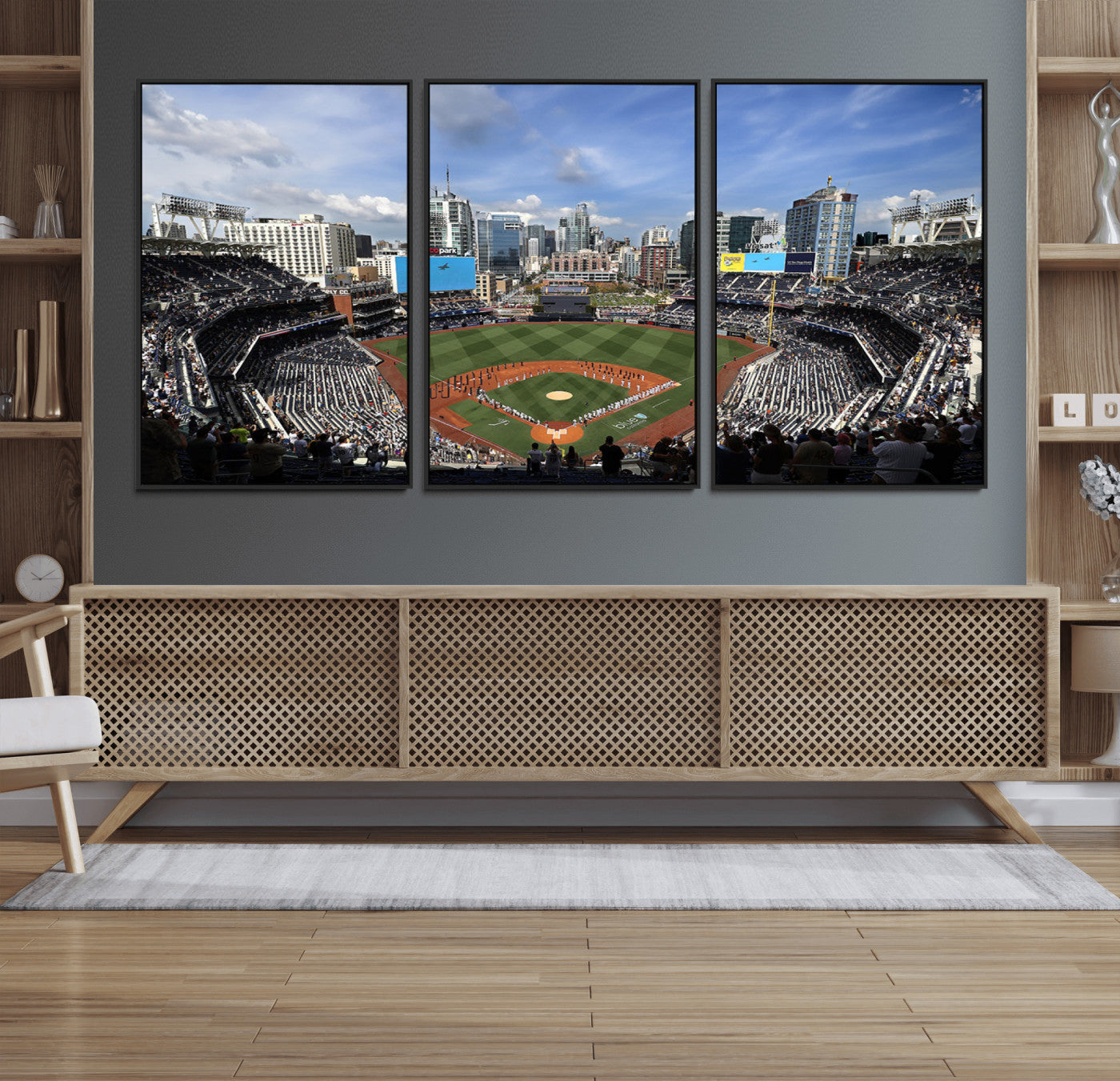 87122-MGV-FC-60X30-3P_Black-San Diego Padres Baseball Team Print - Petco Park Stadium Wall Art Canvas Print