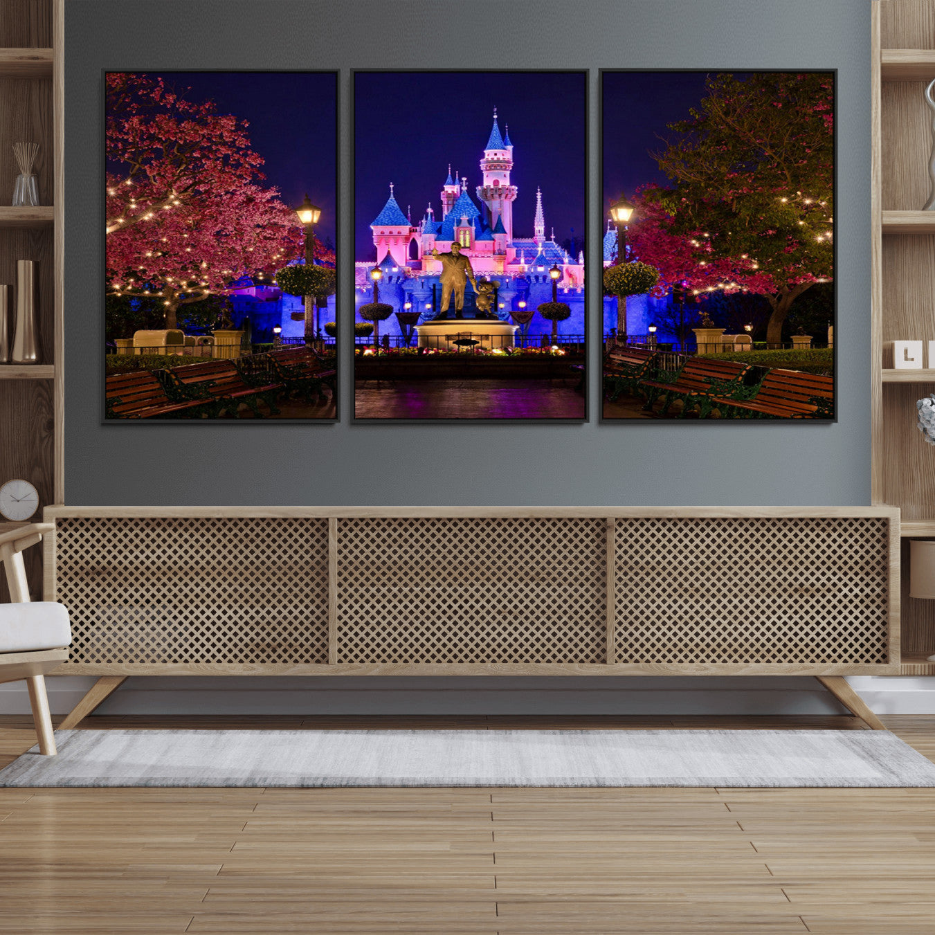 79435-MGV-FC-60X30-3P_Black-Castle Large Wall Art Disney Magic Kingdom Kids Room Decor - Disney World Christmas Home Decor Child
