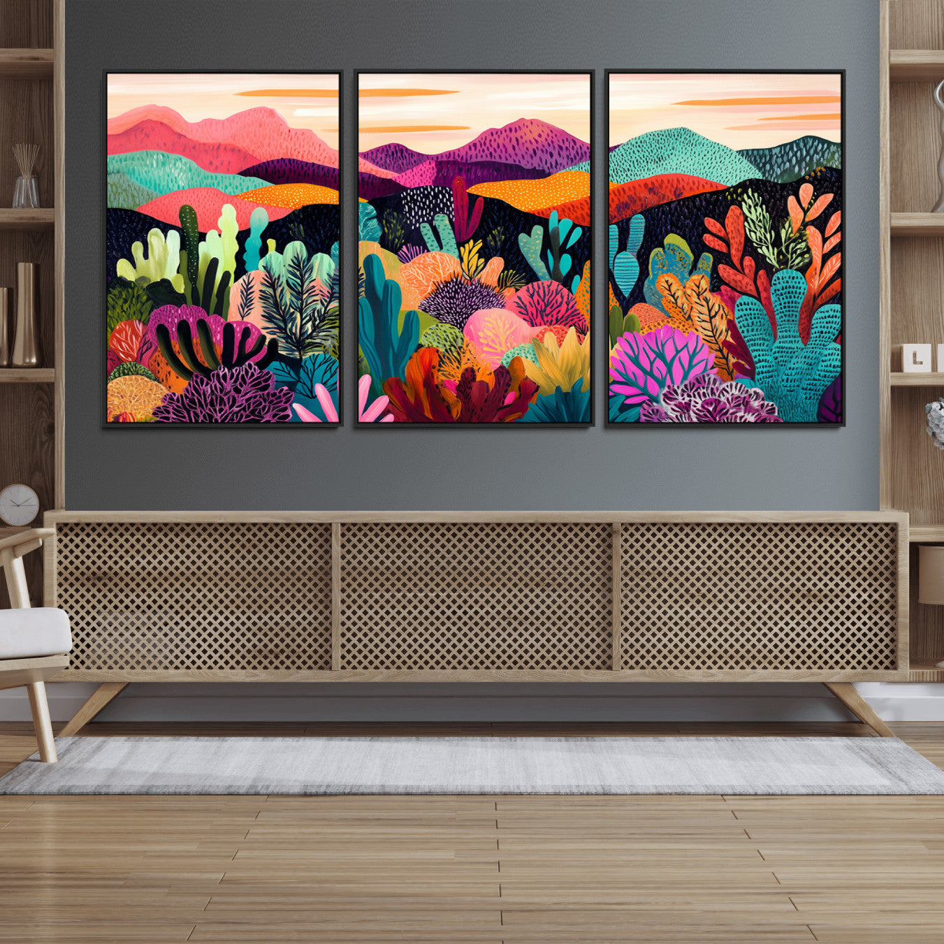 68438-MGV-FC-60X30-3P_Black-Abstract Kusama Print - Landscape Canvas Wall Art Print - Vibrant Modern Decor for Living Room,
