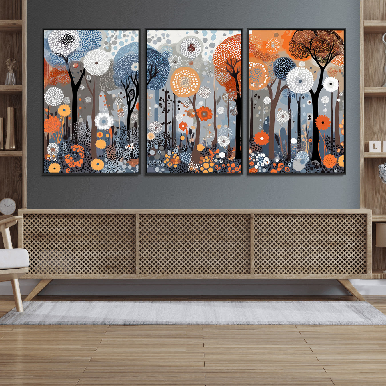 48857-MGV-FC-60X30-3P_Black-Abstract Winter Landscape Canvas Wall Art Print - Large Colorful Nature Wall Decor